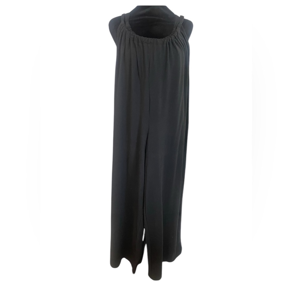 Flattering fun Black Sleeveless oversized Jumpsuit,cover up, overalls,Large, New